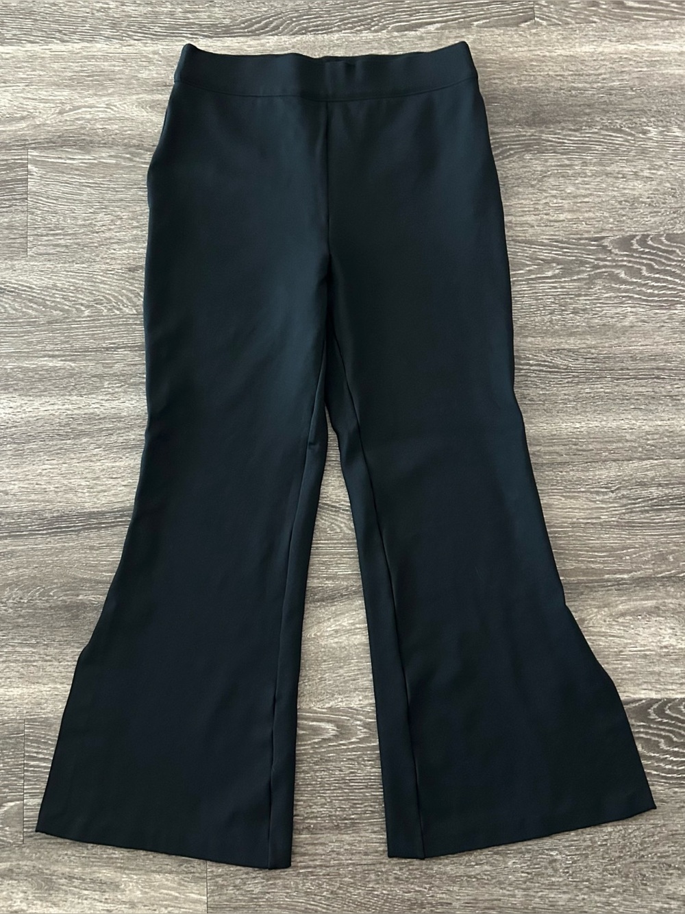Spanx Black Ponte Flare Pull On Slimming Pants Women’s XL Bell Bottom with Slits